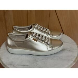 Ecco | NWOT Soft 7 Gold Leather Lace Up Comfort Sneakers | Size EU 37